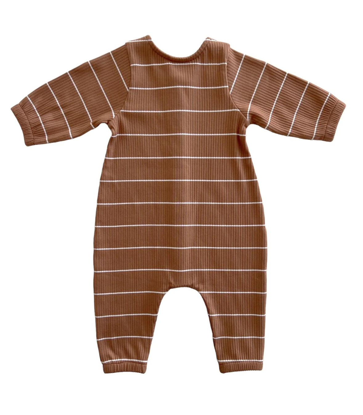 Saddle Stripe / Organic Ribbed Long Sleeve Bay Jumpsuit