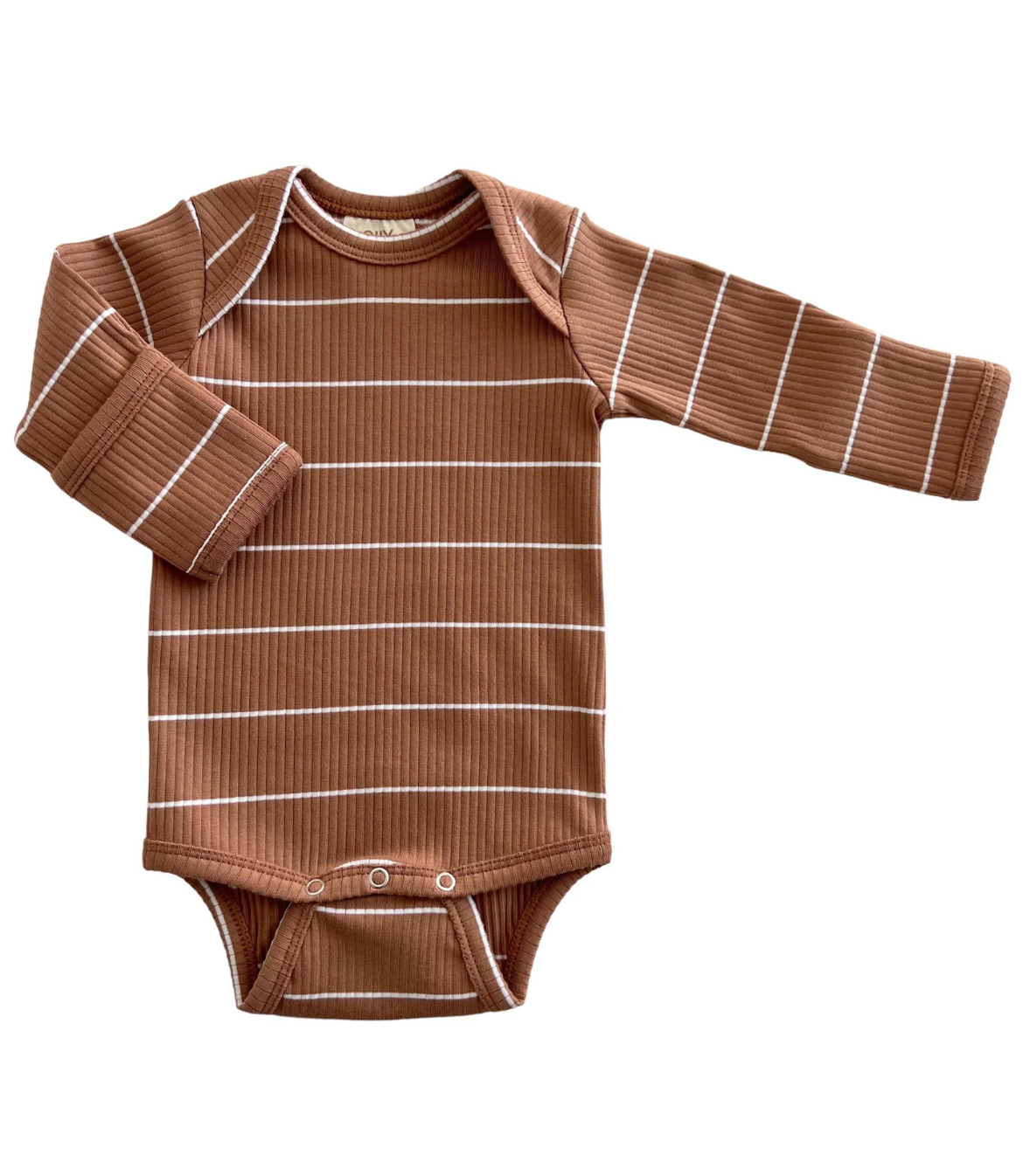 Saddle Stripe / Organic Ribbed Long Sleeve Bodysuit