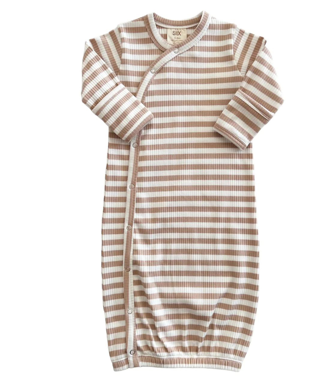 Tan Stripe / Organic Ribbed Gown