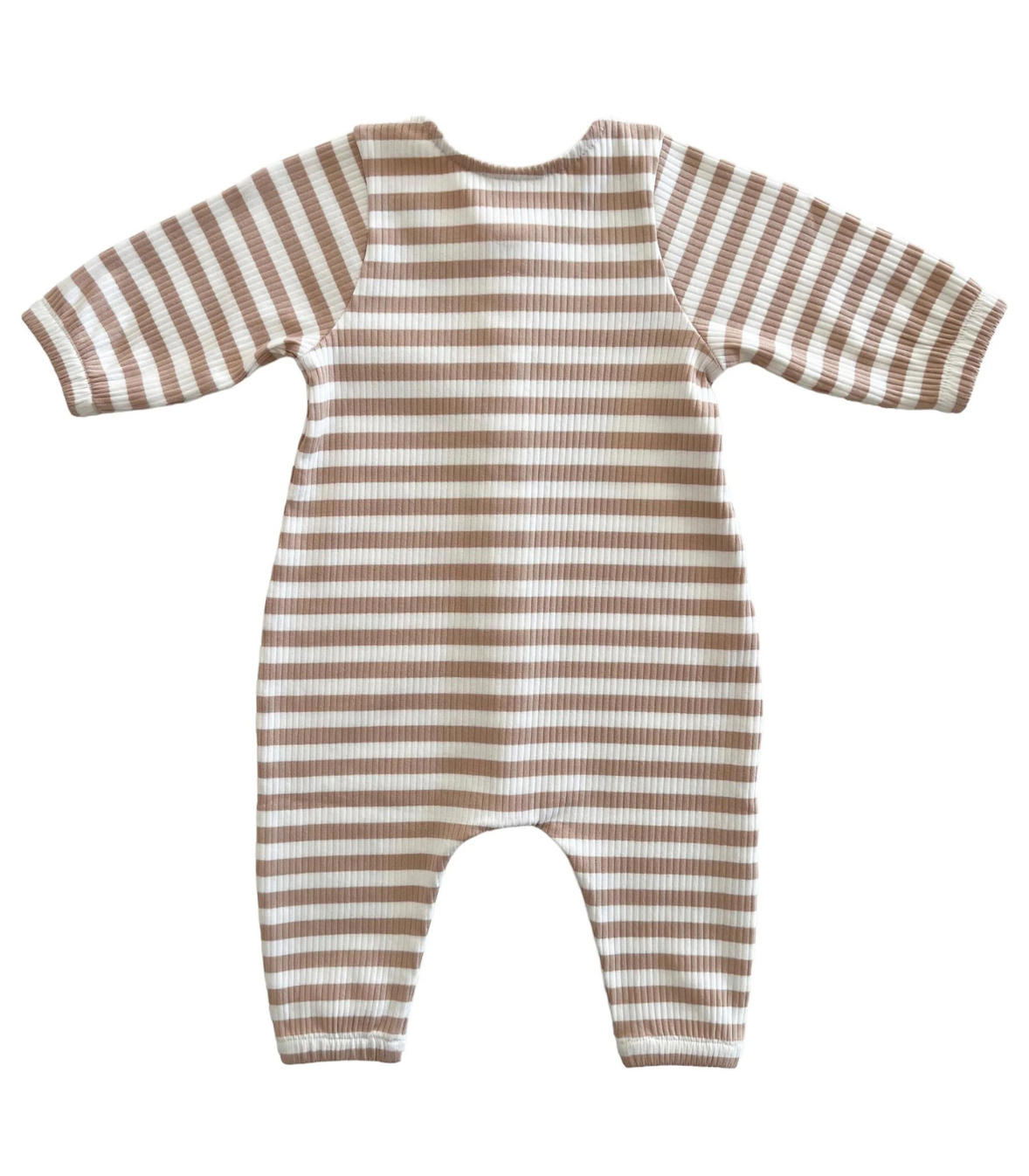 Tan Stripe / Organic Ribbed Long Sleeve Bay Jumpsuit