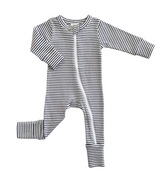 Black Stripe / Organic Ribbed 2-Way Zip Romper