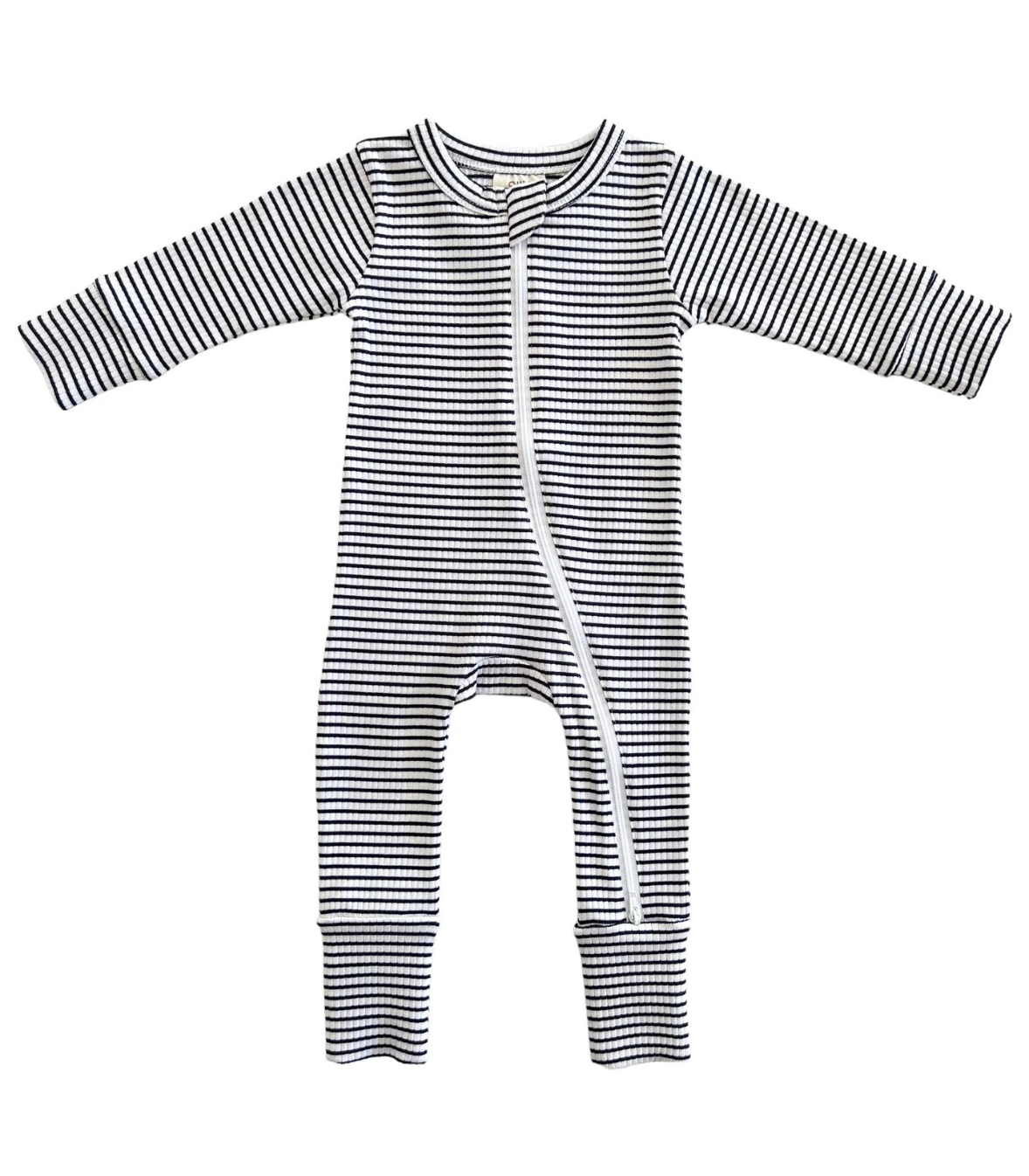 Black Stripe / Organic Ribbed 2-Way Zip Romper