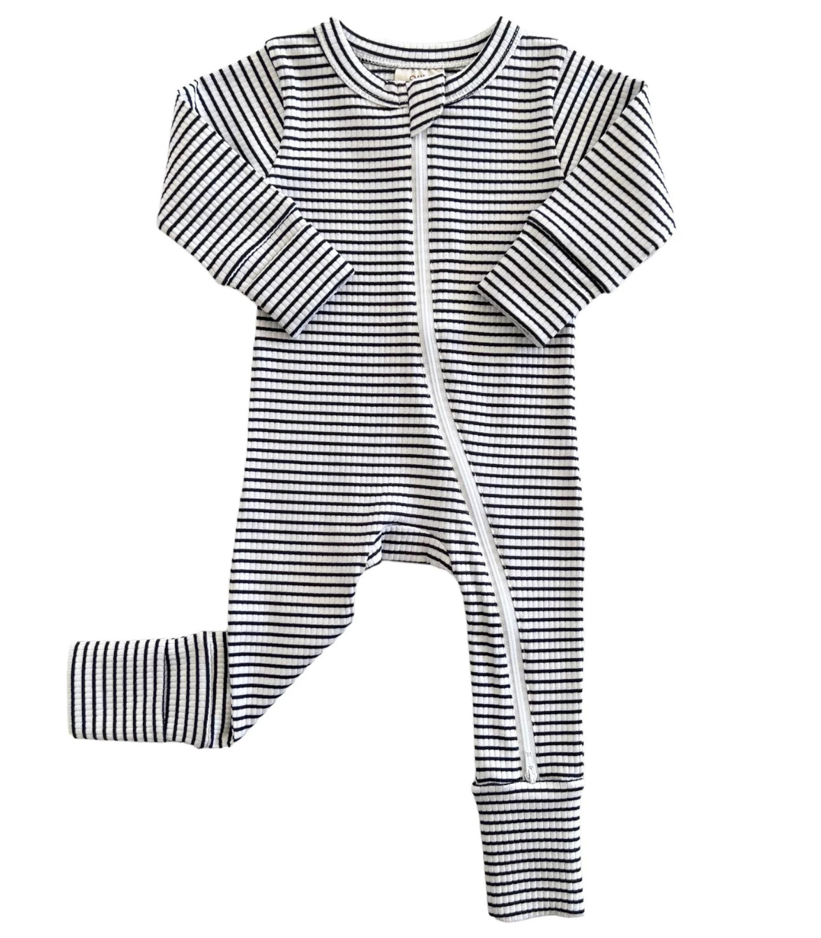 Black Stripe / Organic Ribbed 2-Way Zip Romper