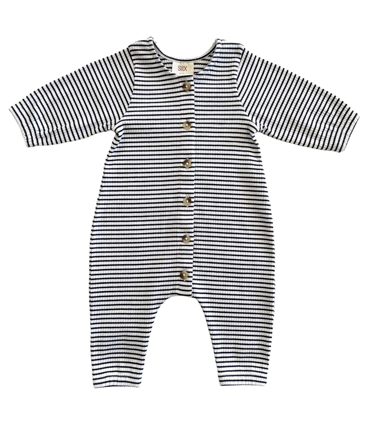 Black Stripe / Organic Ribbed Long Sleeve Bay Jumpsuit