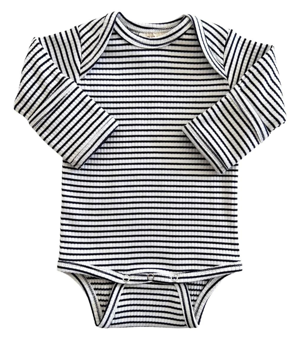 Black Stripe / Organic Ribbed Long Sleeve Bodysuit