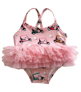 Pink Golf Cart / Ariel Tutu Swimsuit / UPF 50+