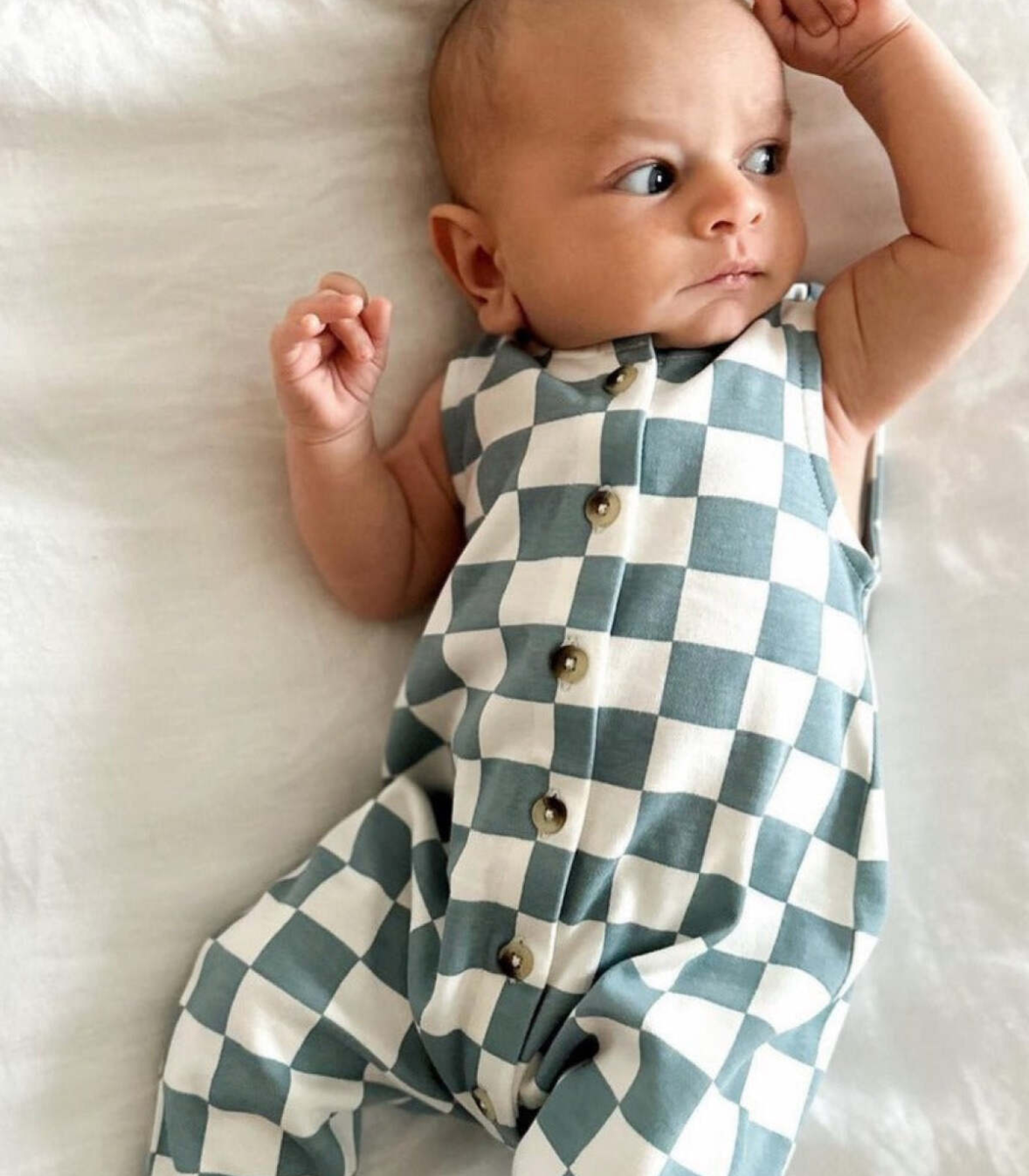 Blueberry Muffin Checkerboard / Organic Bay Jumpsuit