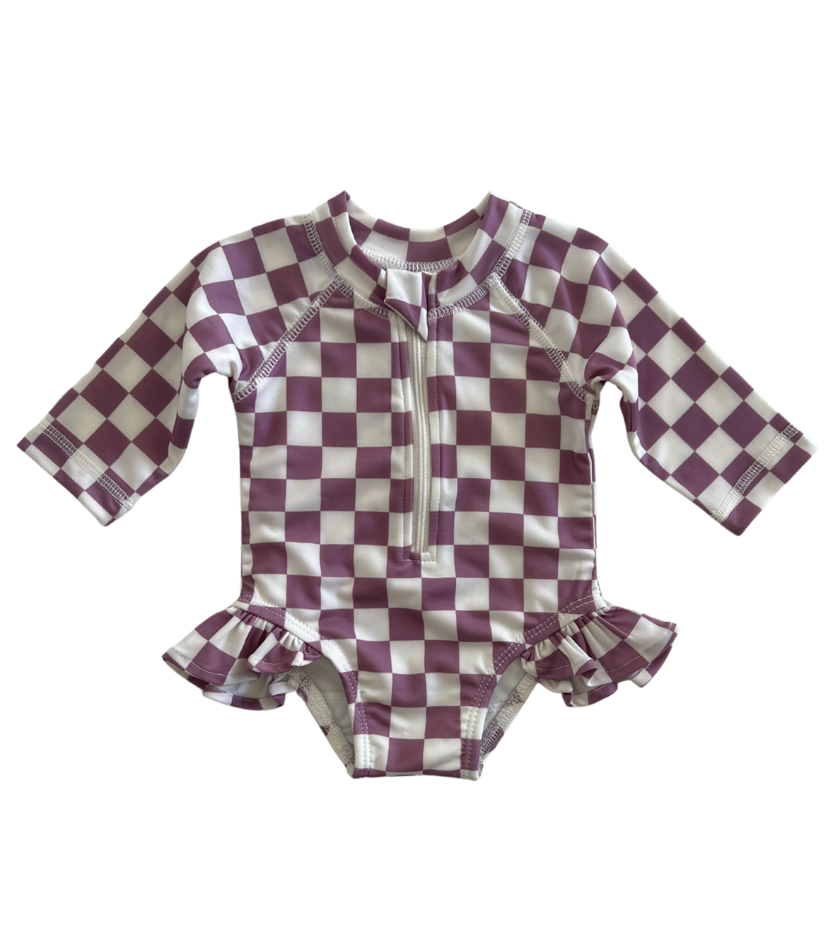 Berry Cheesecake Checkerboard / Skipper Rashguard Swimsuit / UPF 50+