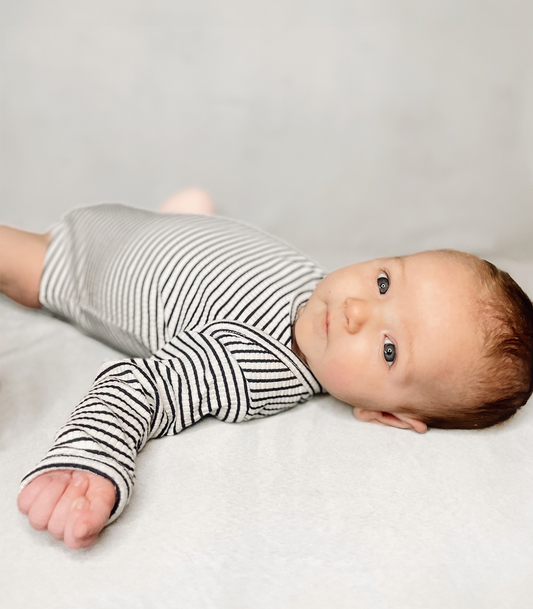 Black Stripe / Organic Ribbed Long Sleeve Bodysuit