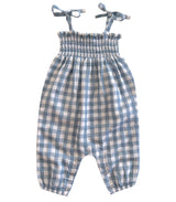 Blue Gingham / Organic Smocked Jumpsuit