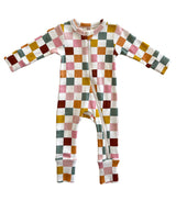 Cake Pop Checkerboard / Organic 2-Way Zip Romper