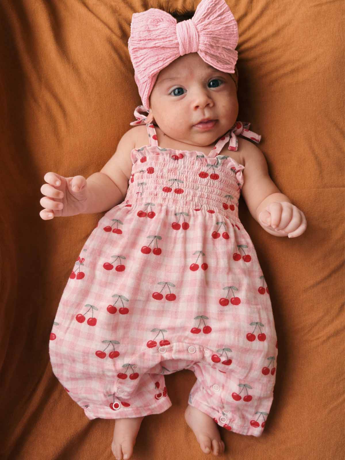 Gingham Cherries / Muslin Smocked Jumpsuit
