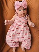 Gingham Cherries / Muslin Smocked Jumpsuit