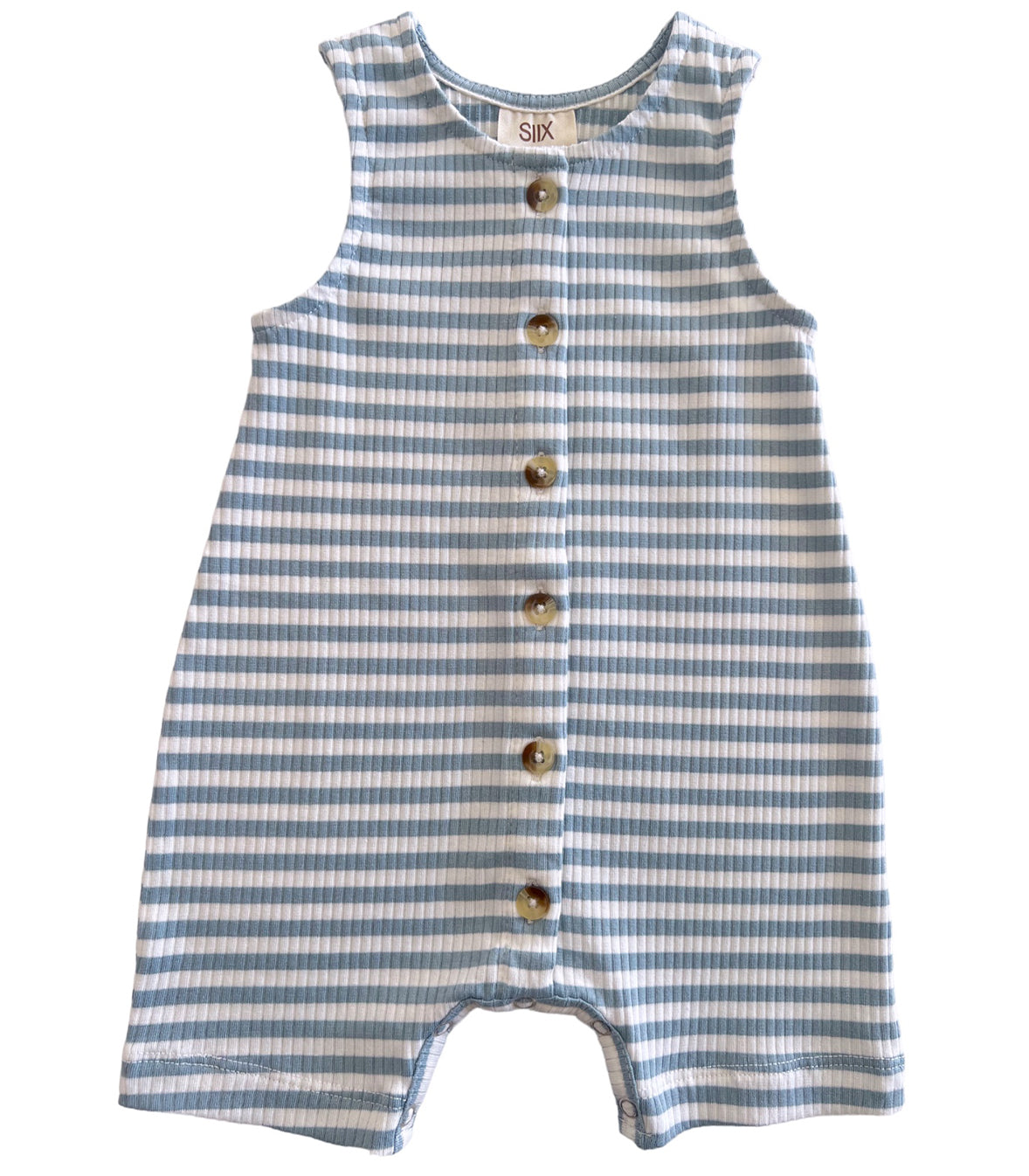 Dusty Blue Stripe / Organic Ribbed Bay Shortie