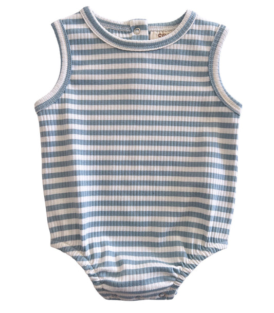 Dusty Blue Stripe / Organic Ribbed Dune Bubble