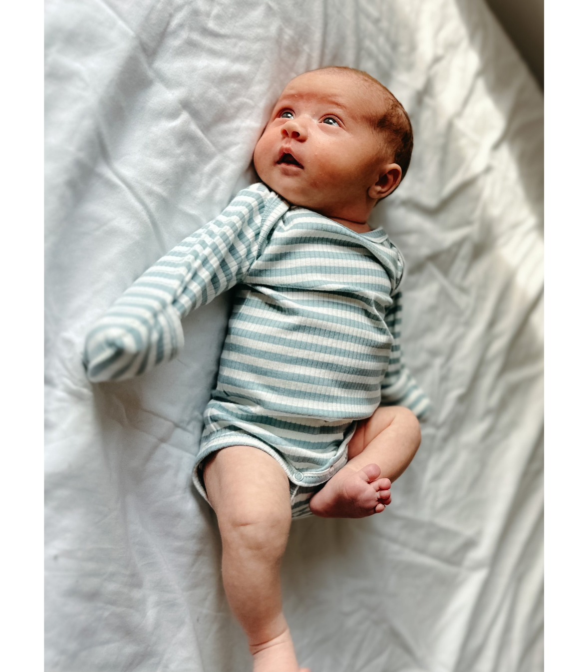 Dusty Blue Stripe / Organic Ribbed Long Sleeve Bodysuit