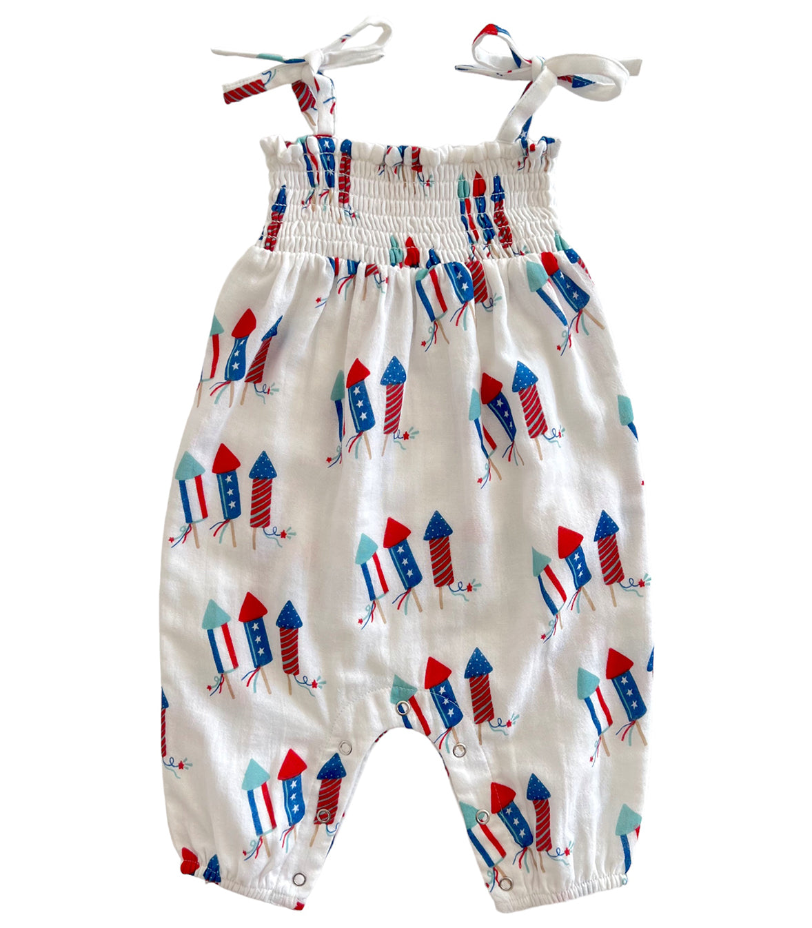 Firecrackers / Organic Smocked Jumpsuit