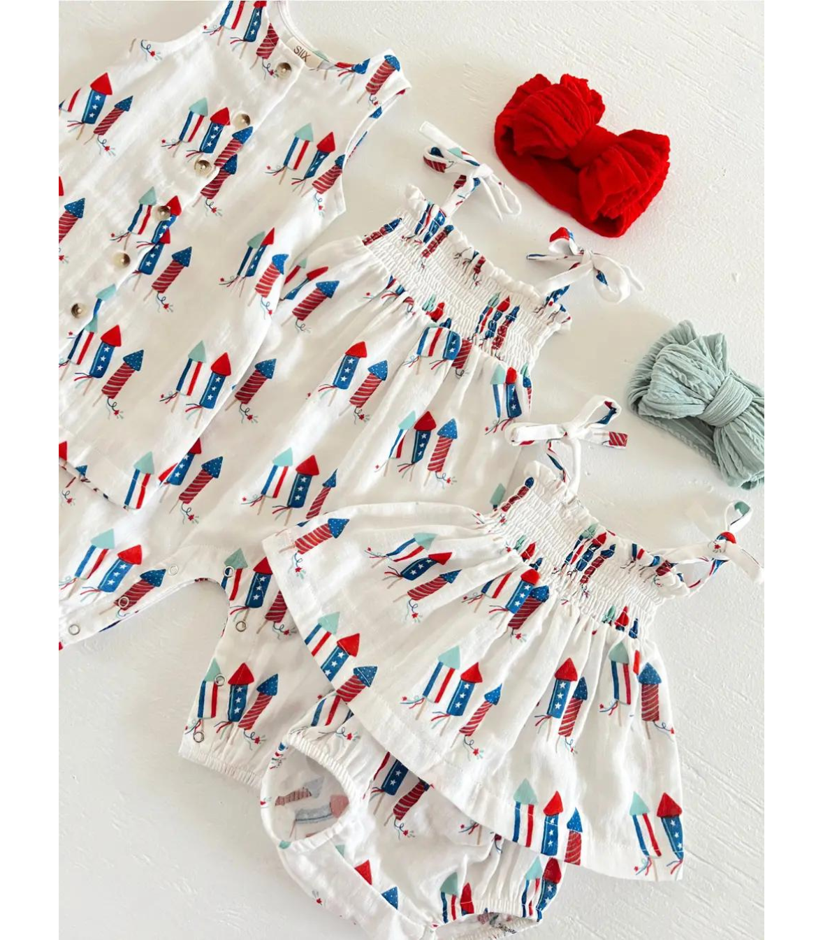 Firecrackers / Organic Smocked Jumpsuit