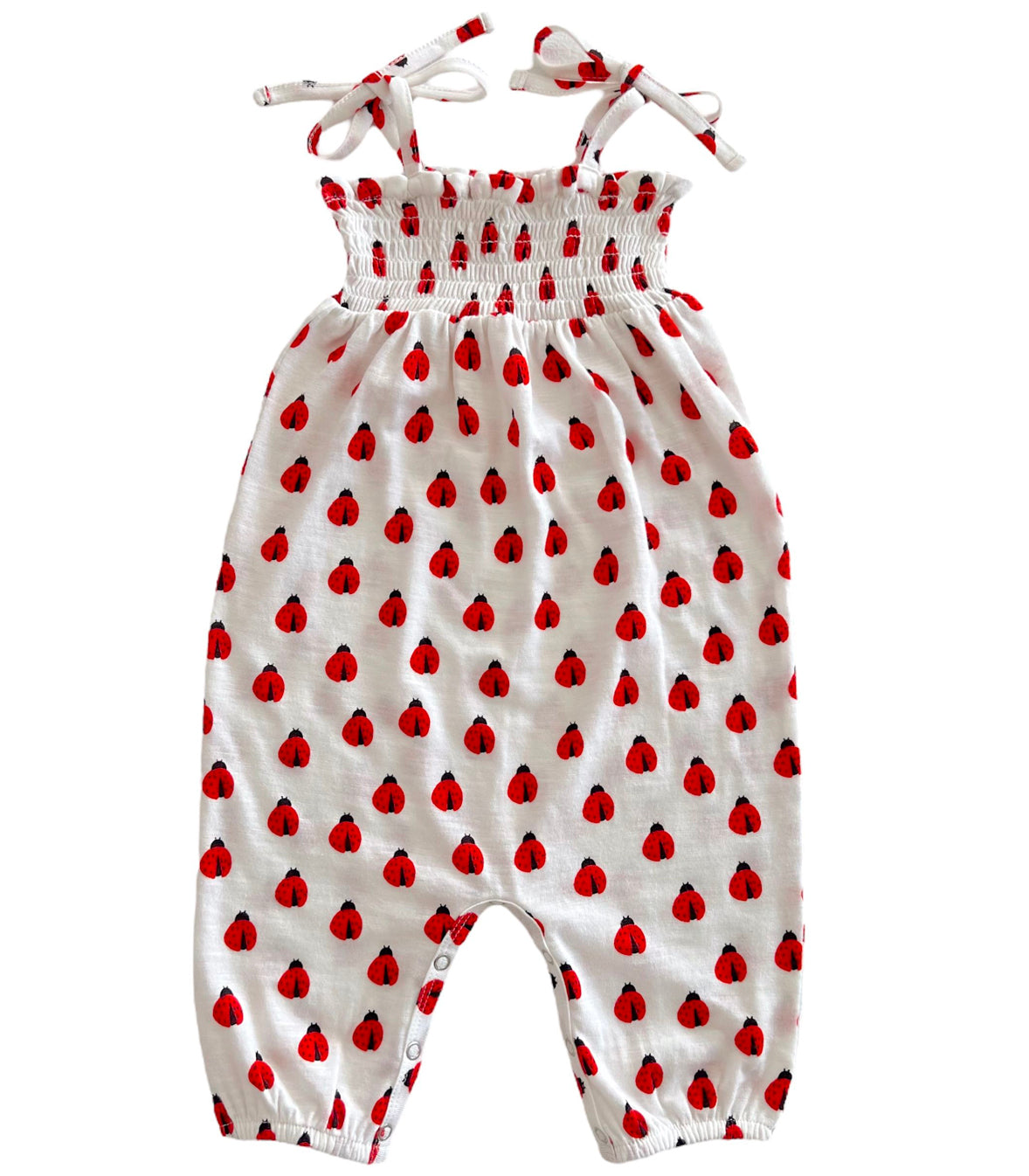 Ladybug / Organic Smocked Jumpsuit