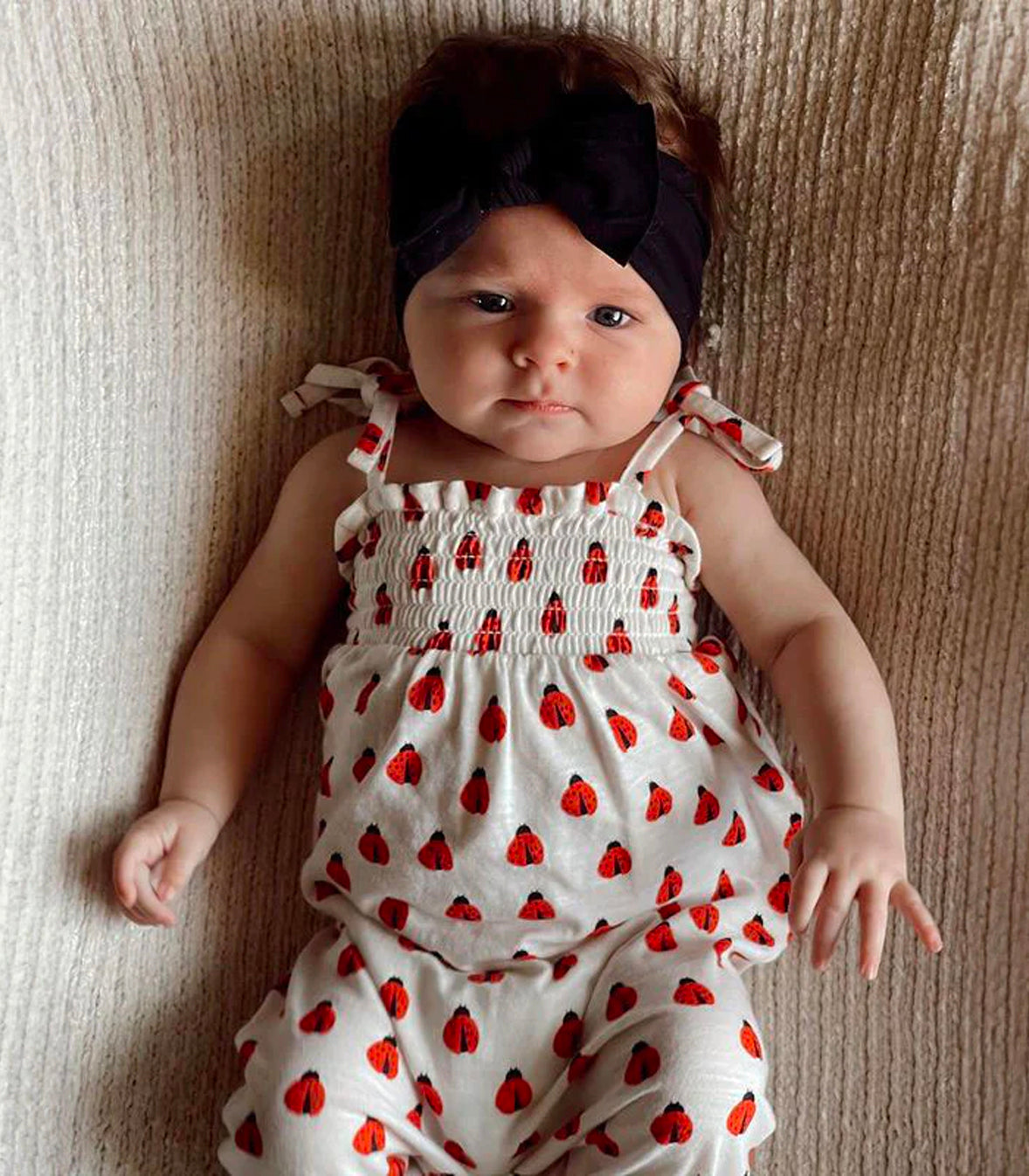 Ladybug / Organic Smocked Jumpsuit