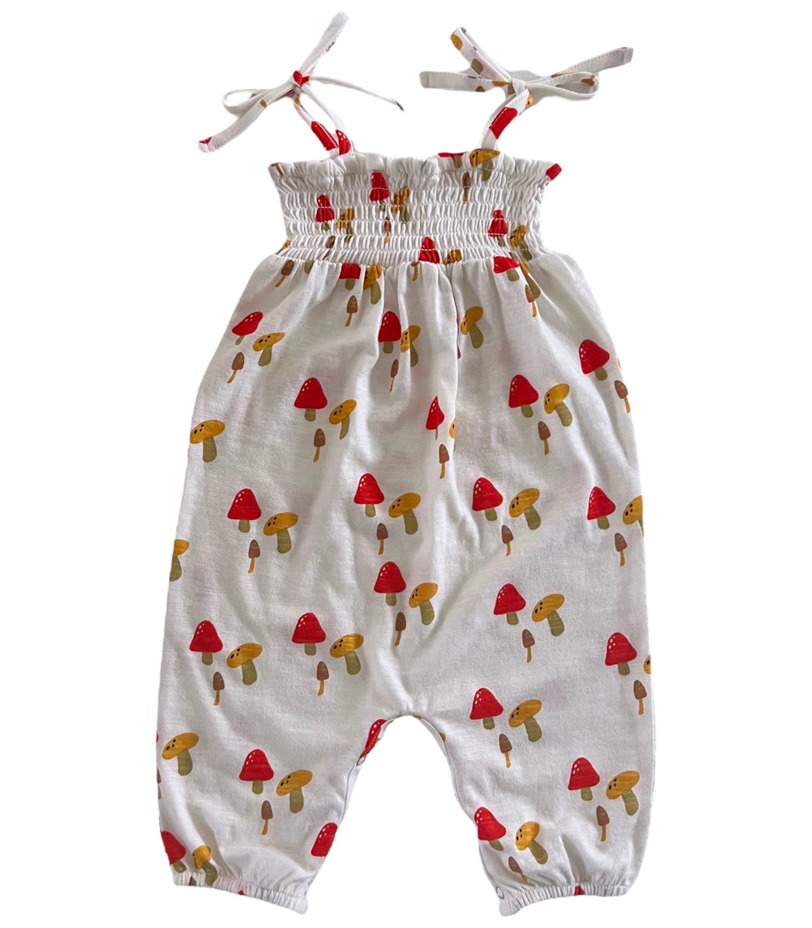 Mushroom / Organic Smocked Jumpsuit