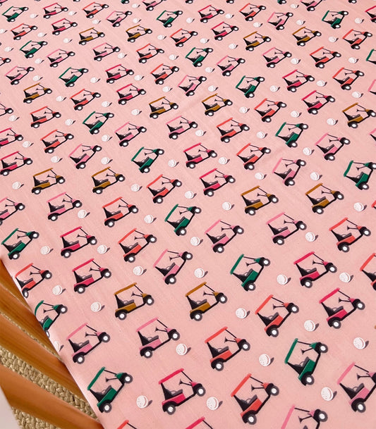 Pink Golf Cart / Organic Crib Sheet