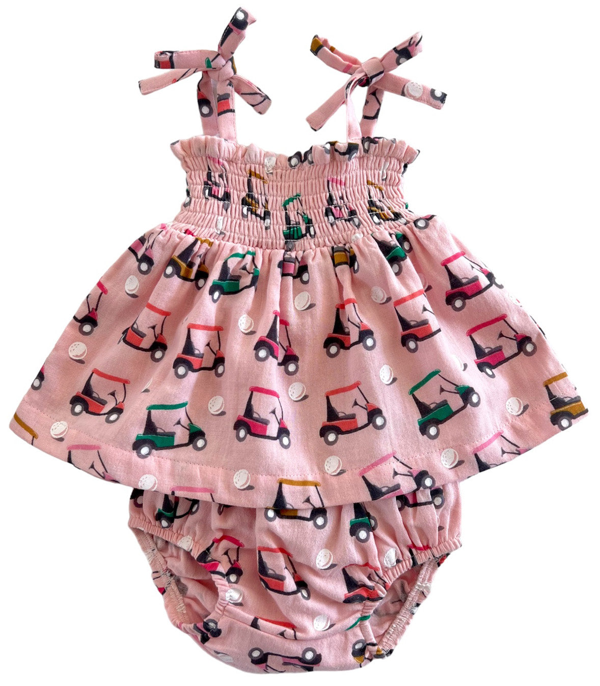 Pink Golf Cart / Organic Smocked Set