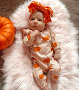 Pumpkin Mug Pink / Organic Long Sleeve Ruffle Jumpsuit