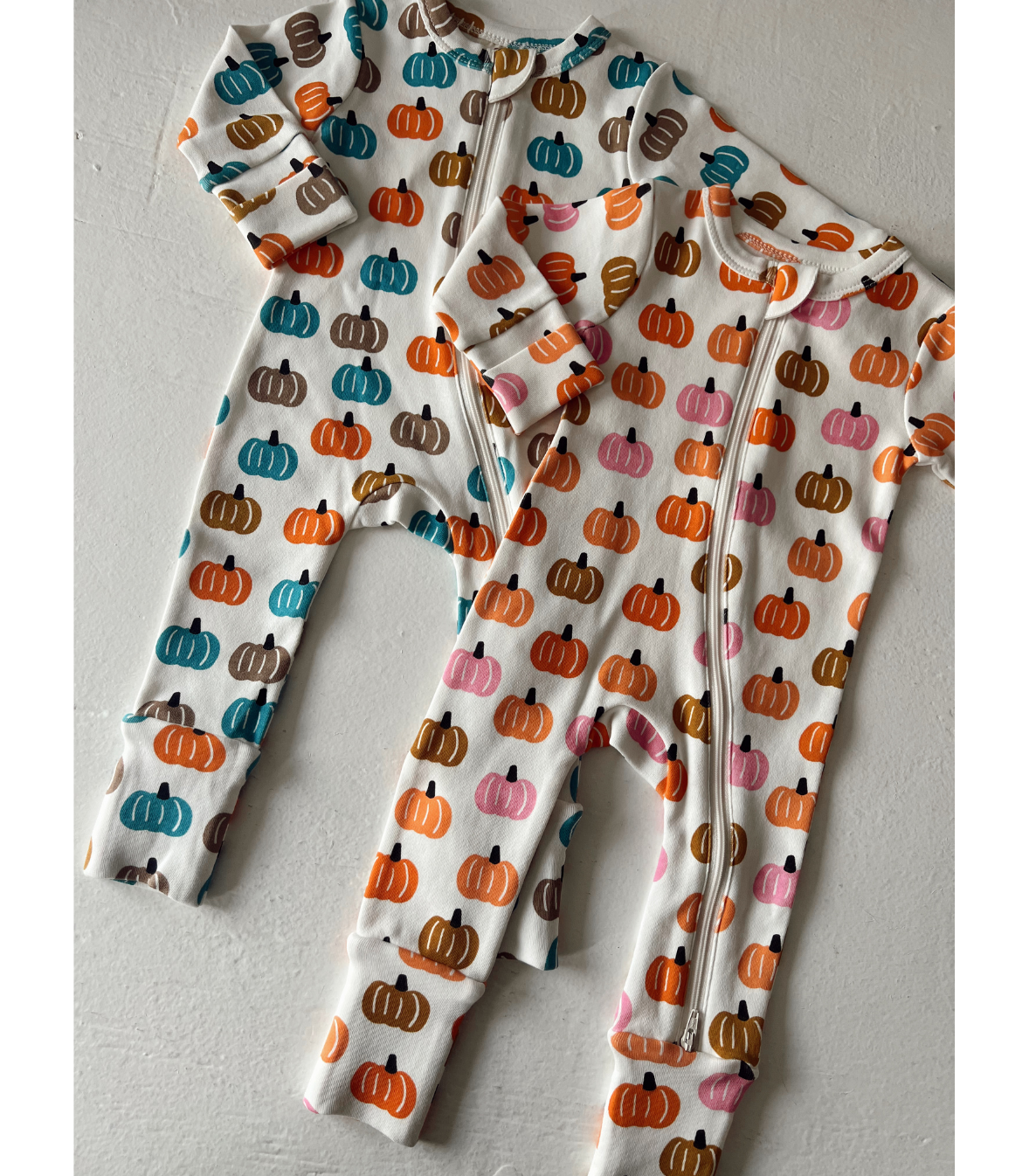 Pink Pumpkin Patch / Organic 2-Way Zip Romper