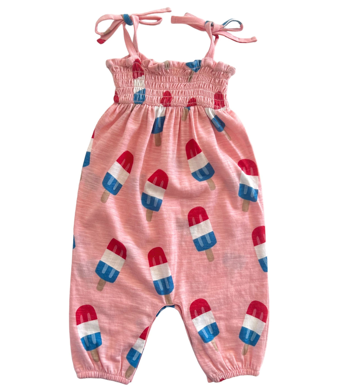 Popsicle Pink / Organic Smocked Jumpsuit