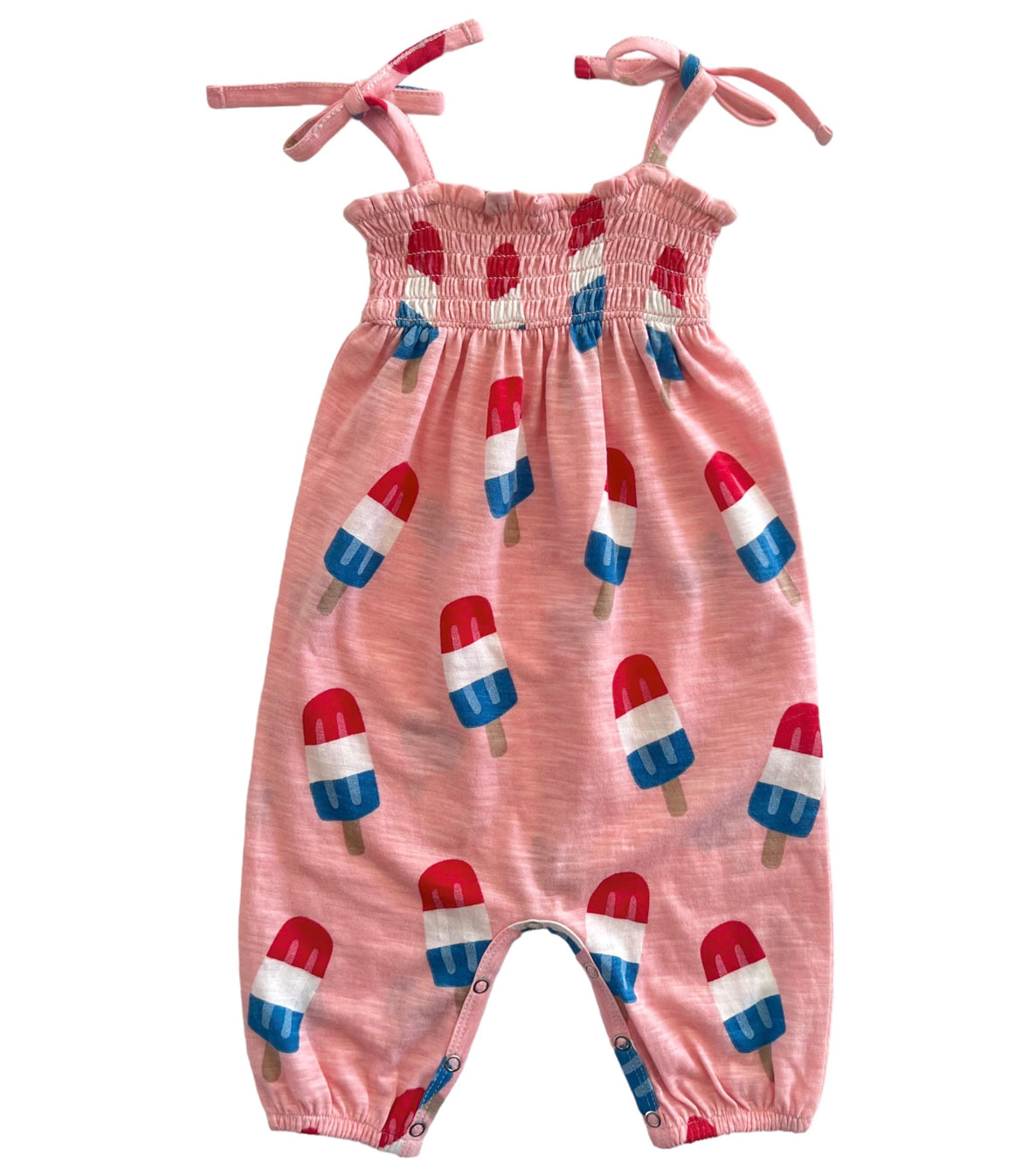 Popsicle Pink / Organic Smocked Jumpsuit