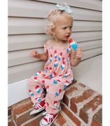 Popsicle Pink / Organic Smocked Jumpsuit