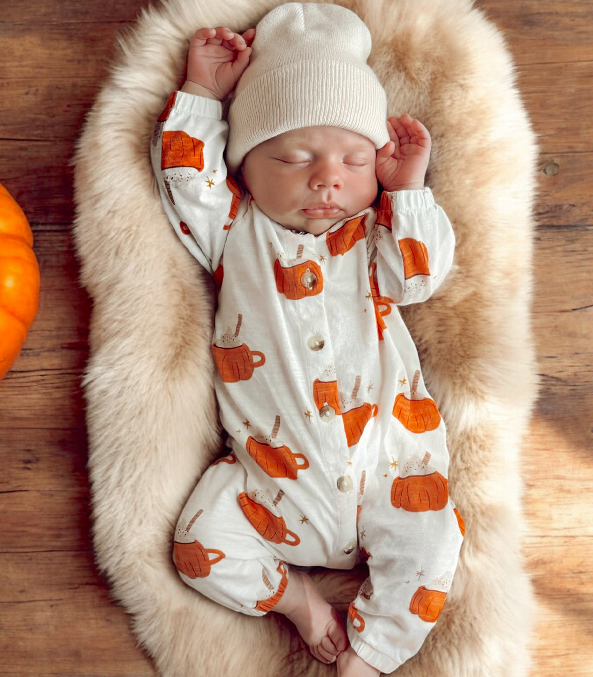 Pumpkin Mug / Organic Long Sleeve Bay Jumpsuit