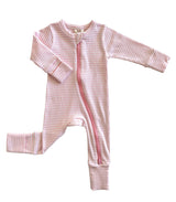 Pink Stripe / Organic Ribbed 2-Way Zip Romper