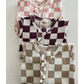 Berry Cheesecake Checkerboard / Organic Frill Zip Footie