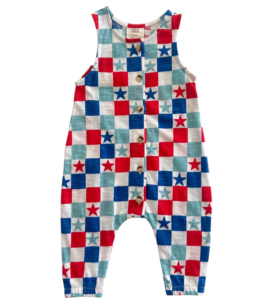 Red, White & Blue Checkerboard / Organic Bay Jumpsuit