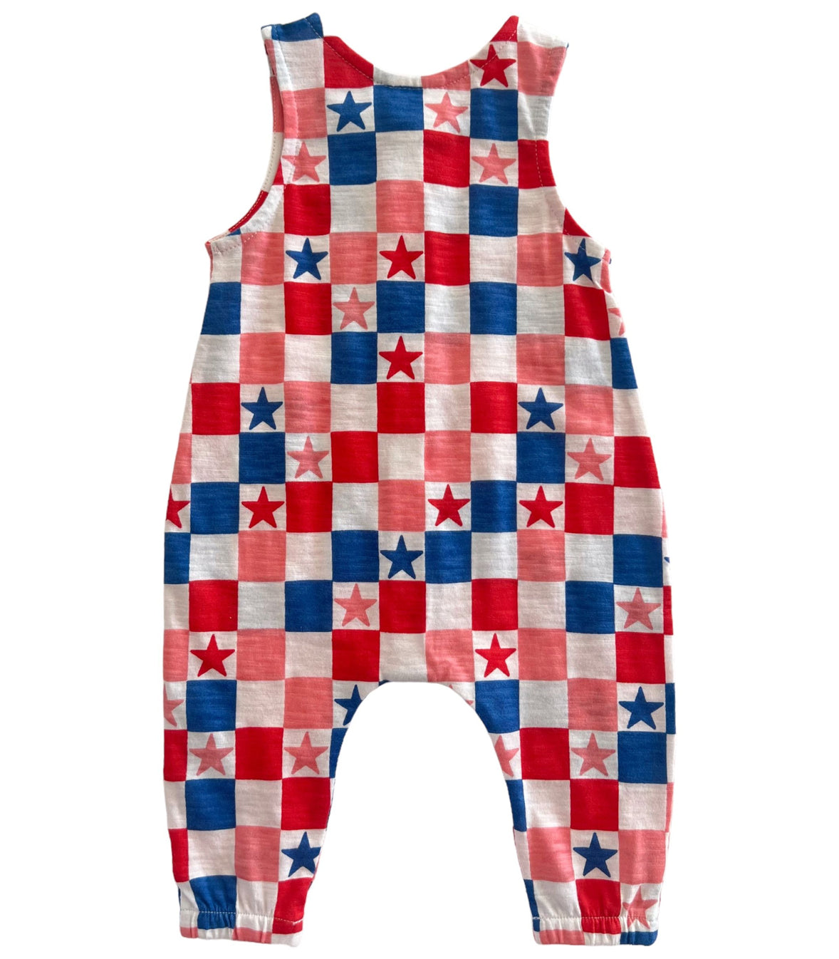 Red, White, Blue & Pink Checkerboard / Organic Bay Jumpsuit