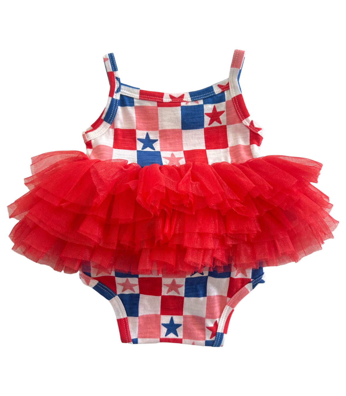 Red, White, Blue & Pink Checkerboard / Organic Tutu Bodysuit