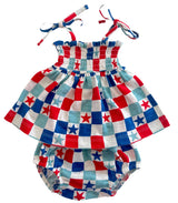 Red, White & Blue Checkerboard / Organic Smocked Set