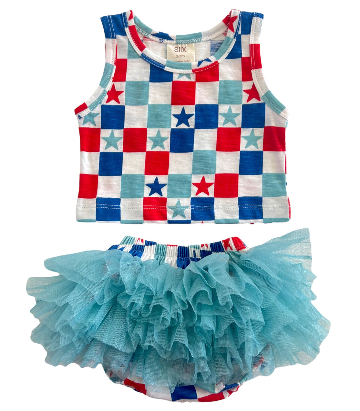 Red, White & Blue Checkerboard / Organic Tutu Bloomer Set