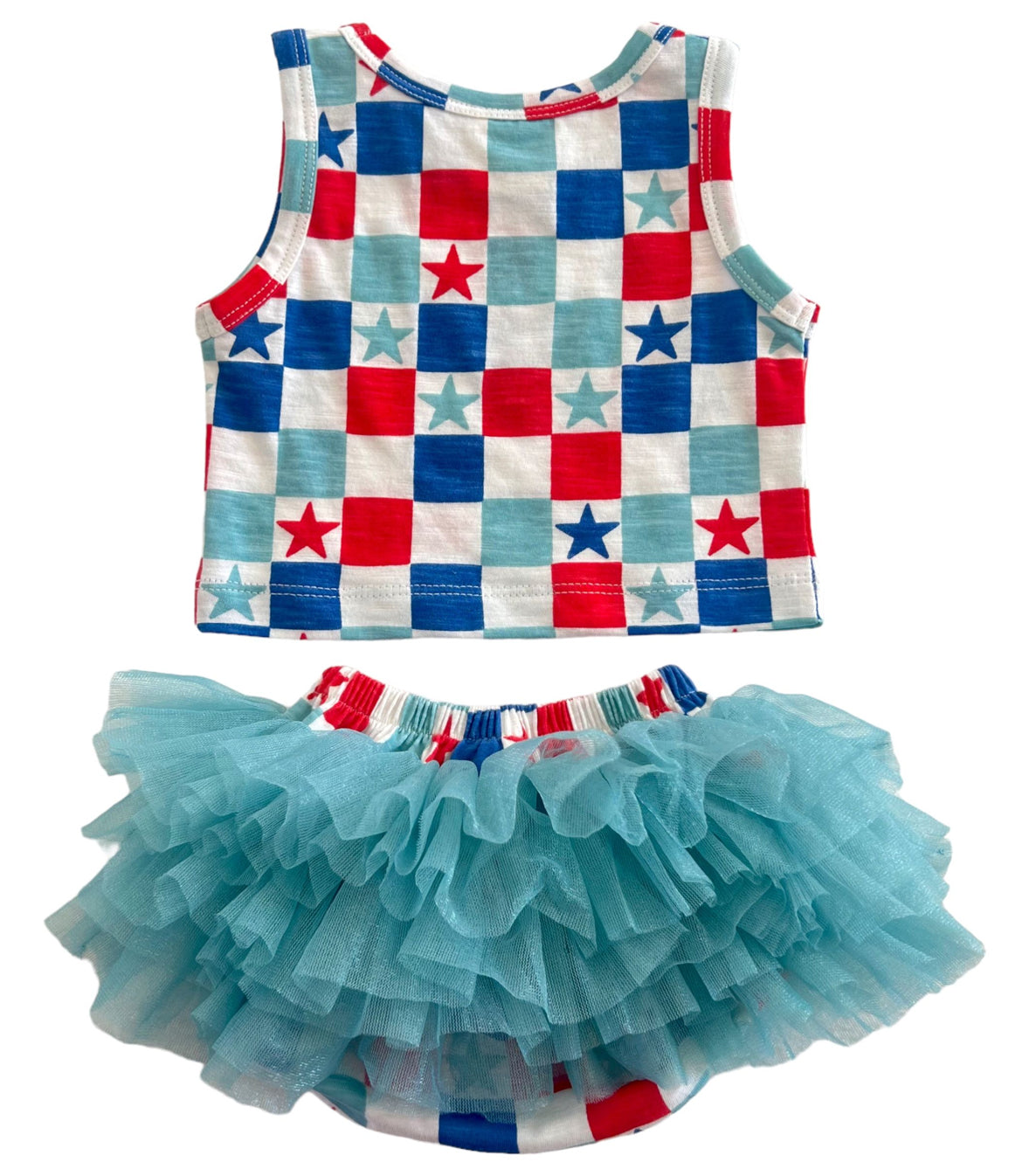 Red, White & Blue Checkerboard / Organic Tutu Bloomer Set