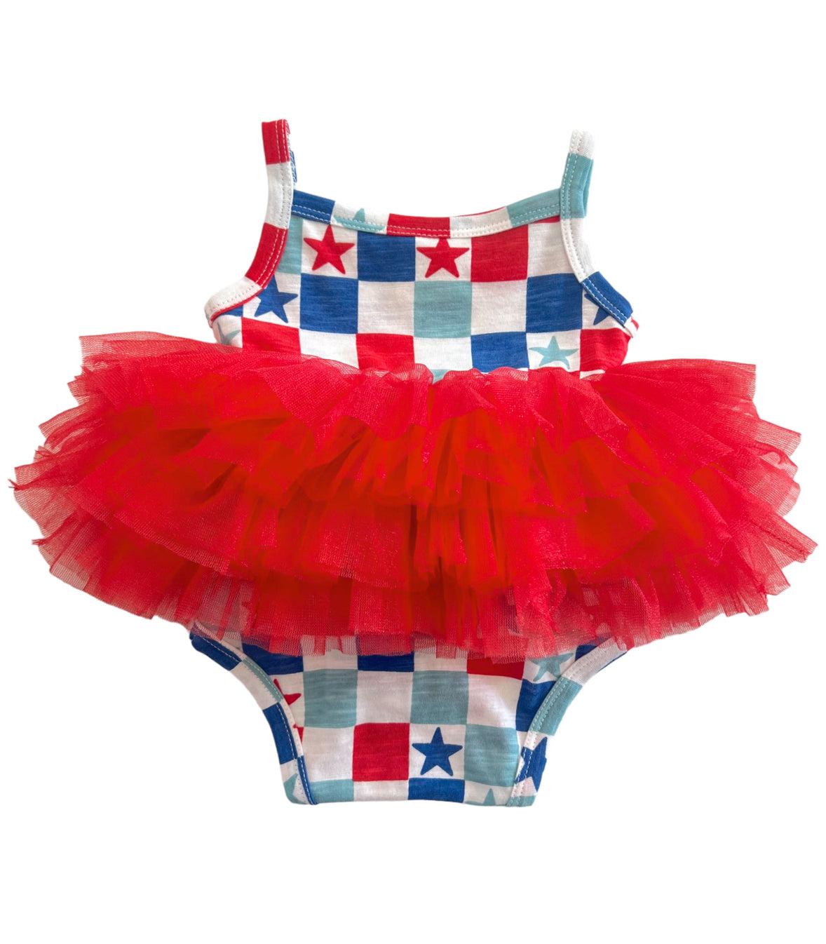 Red, White & Blue Checkerboard / Organic Tutu Bodysuit