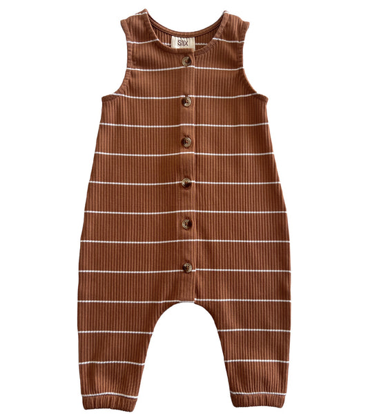 Saddle Stripe / Organic Ribbed Bay Jumpsuit