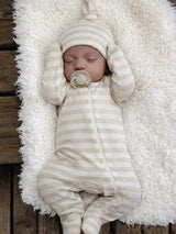 Sage Stripe / Organic 2-Way Zip Footie