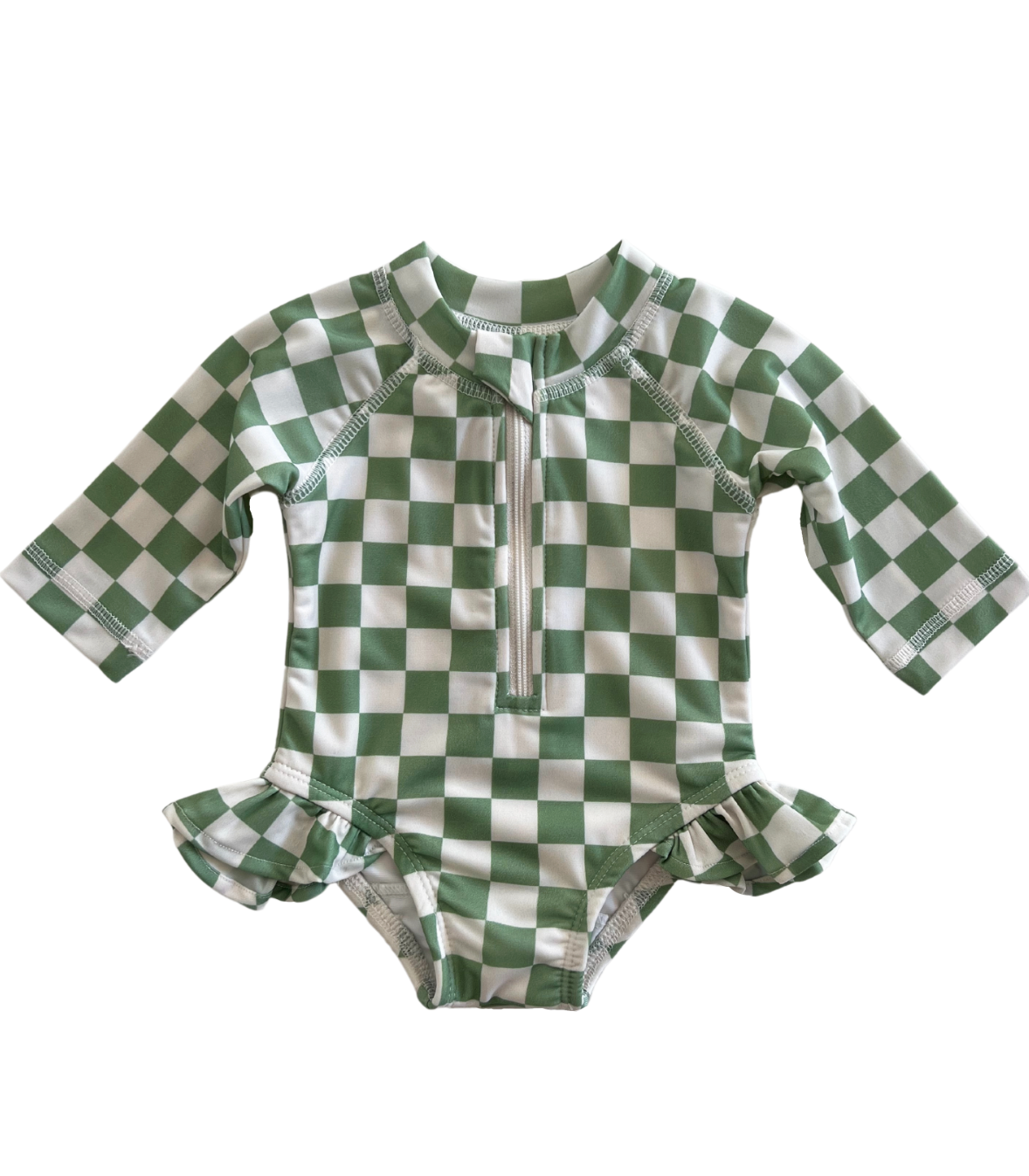 Lime Checkerboard / Skipper Rashguard Swimsuit / UPF 50+