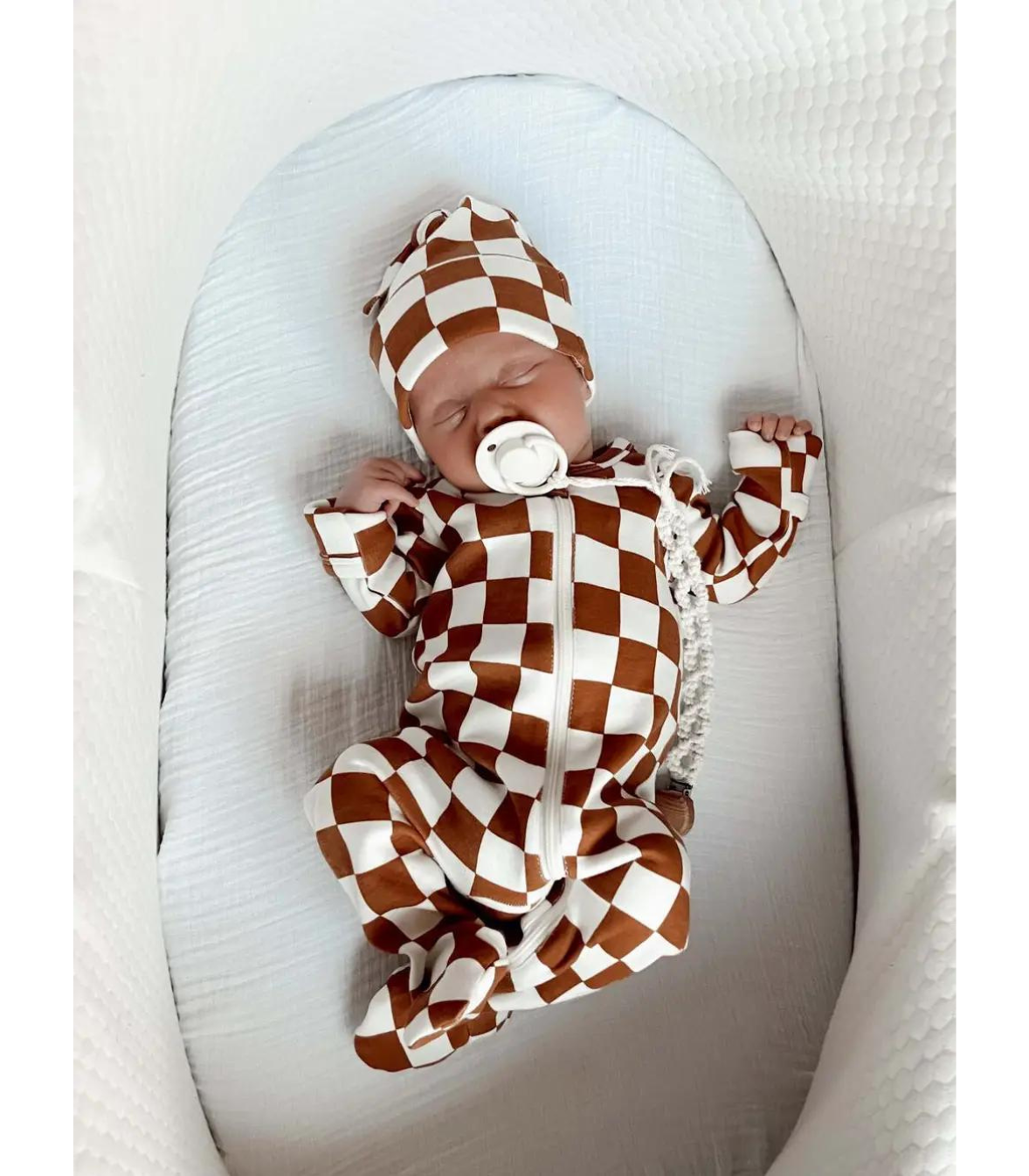 Stracciatella Checkerboard / Organic Zip Footie