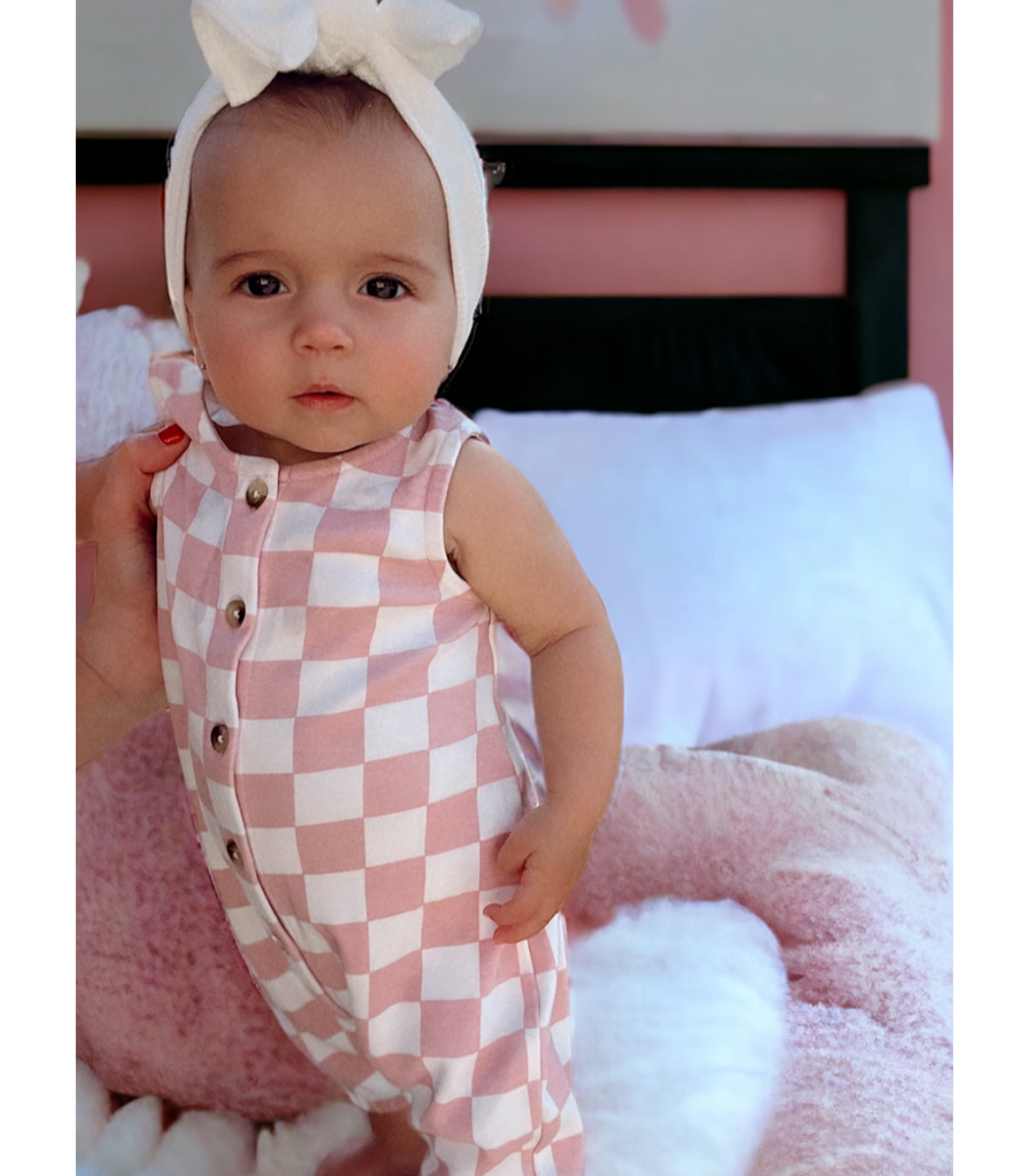 Strawberry Shortcake Checkerboard / Organic Bay Jumpsuit