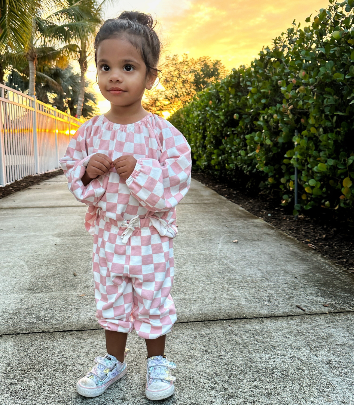 Strawberry Shortcake Checkerboard / Organic Mode Top + Pant Set