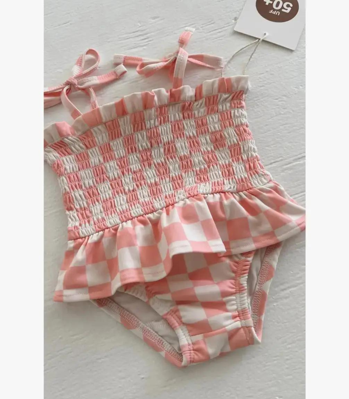 Strawberry Shortcake Checkerboard / Soleil Swimsuit / UPF 50+