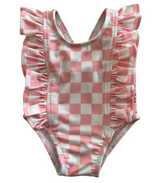 Strawberry Shortcake Checkerboard / Monaco Swimsuit / UPF 50+